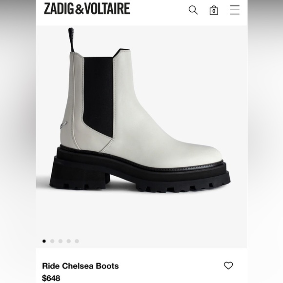 NWT Zadig and & Voltaire Ride Leather Chelsea platform Boots Silver Wings Charm - Picture 3 of 11